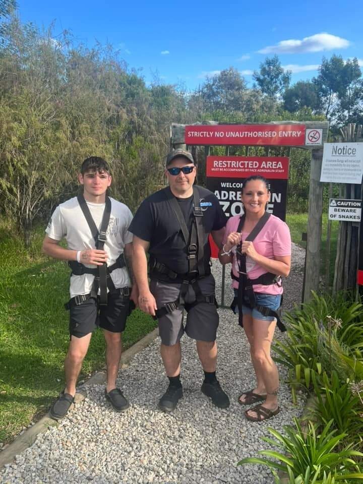 Harnessed up for the zipline