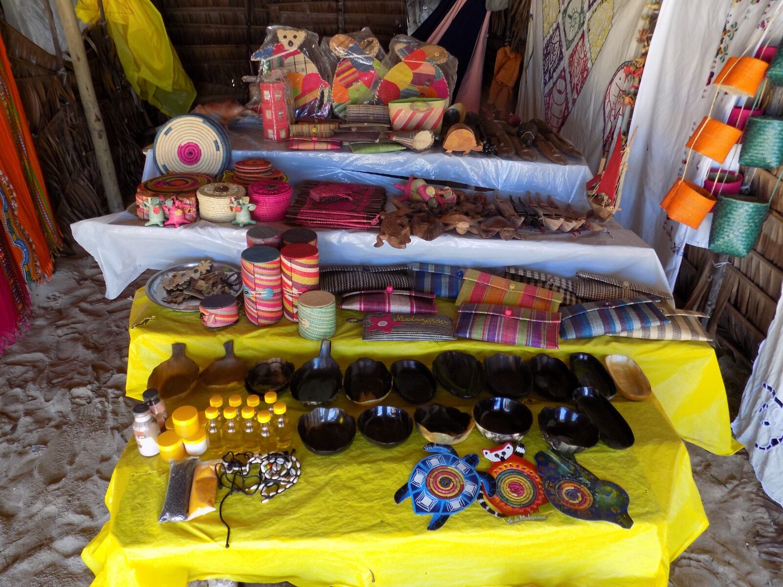 A craft stall on the beach