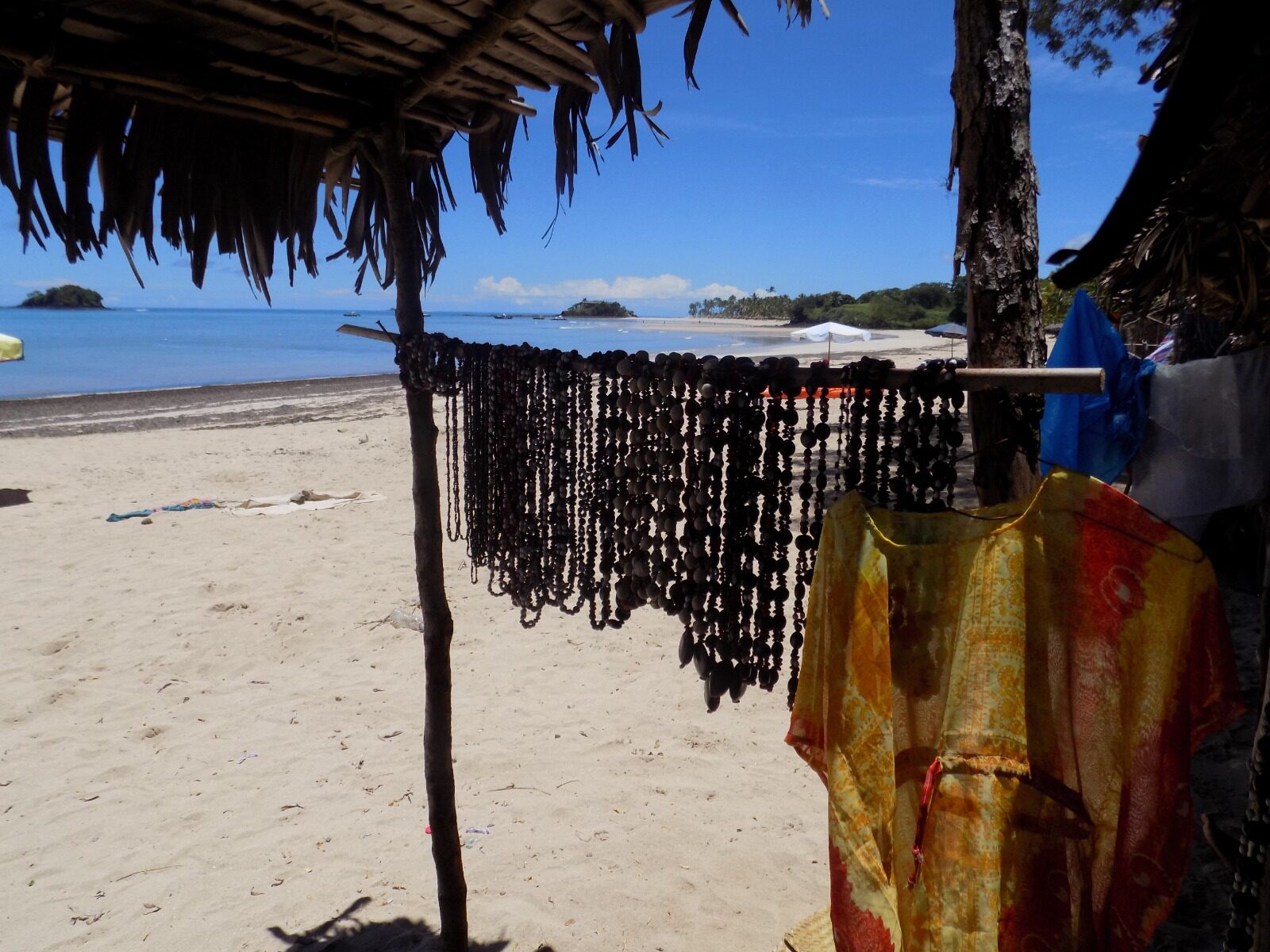Seed necklaces for sale on the beach