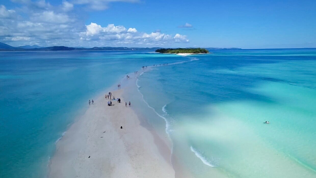 The Nosy Iranja sandbar from the air