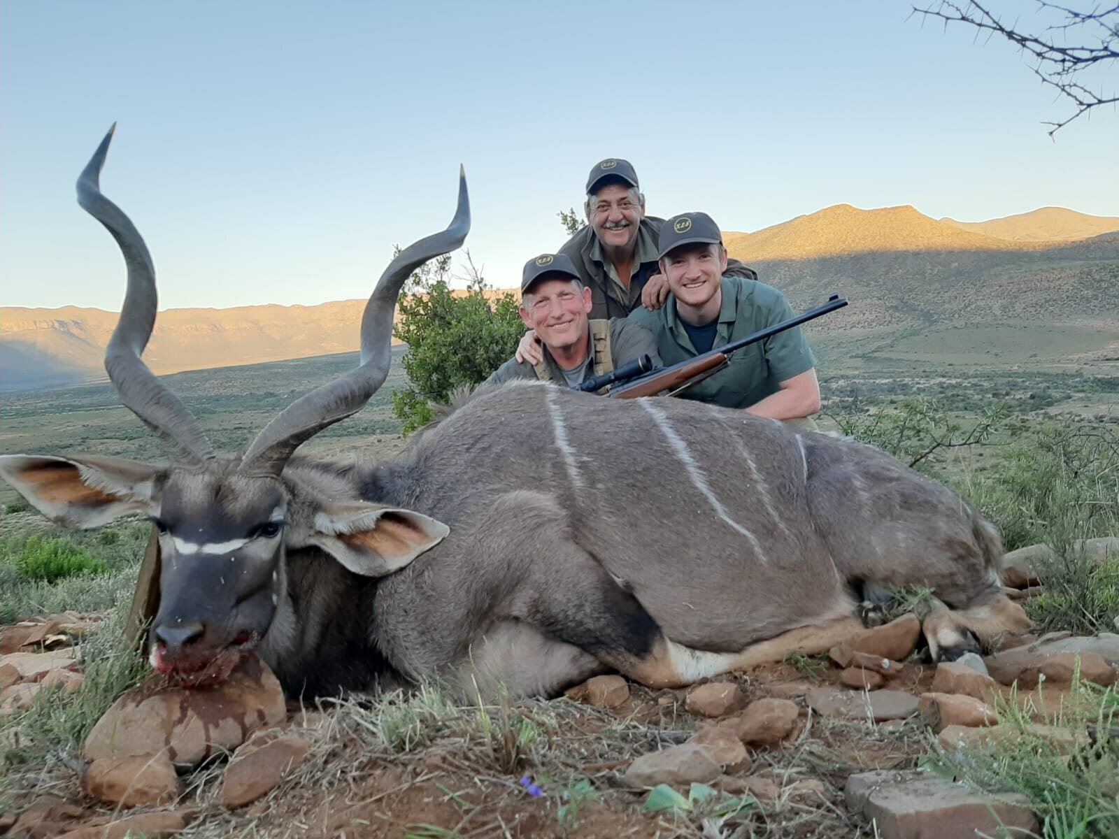 Hunters with a large kudu bull in the Eastern Cape