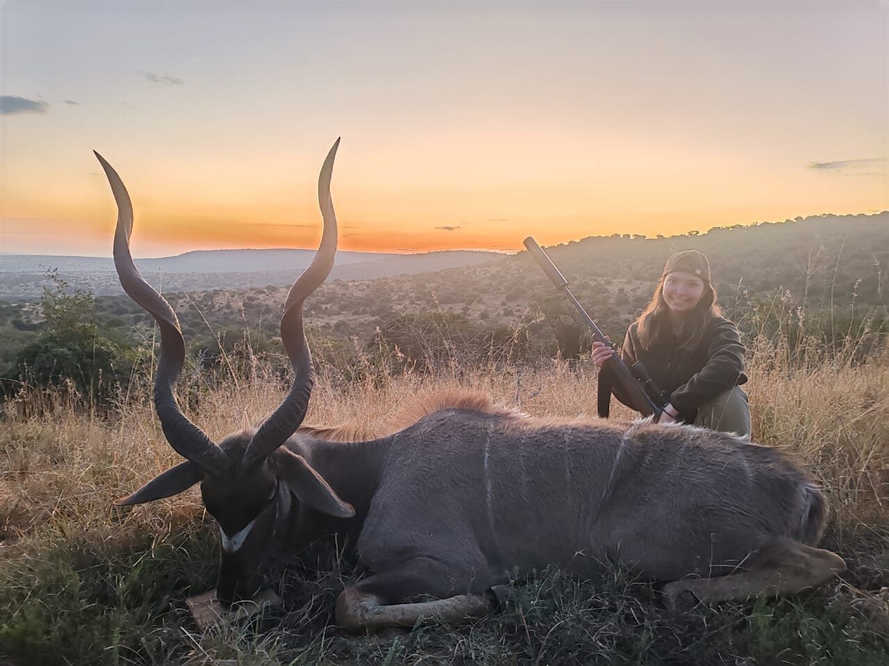 A kudu trophy at sunset in the Eastern Cape