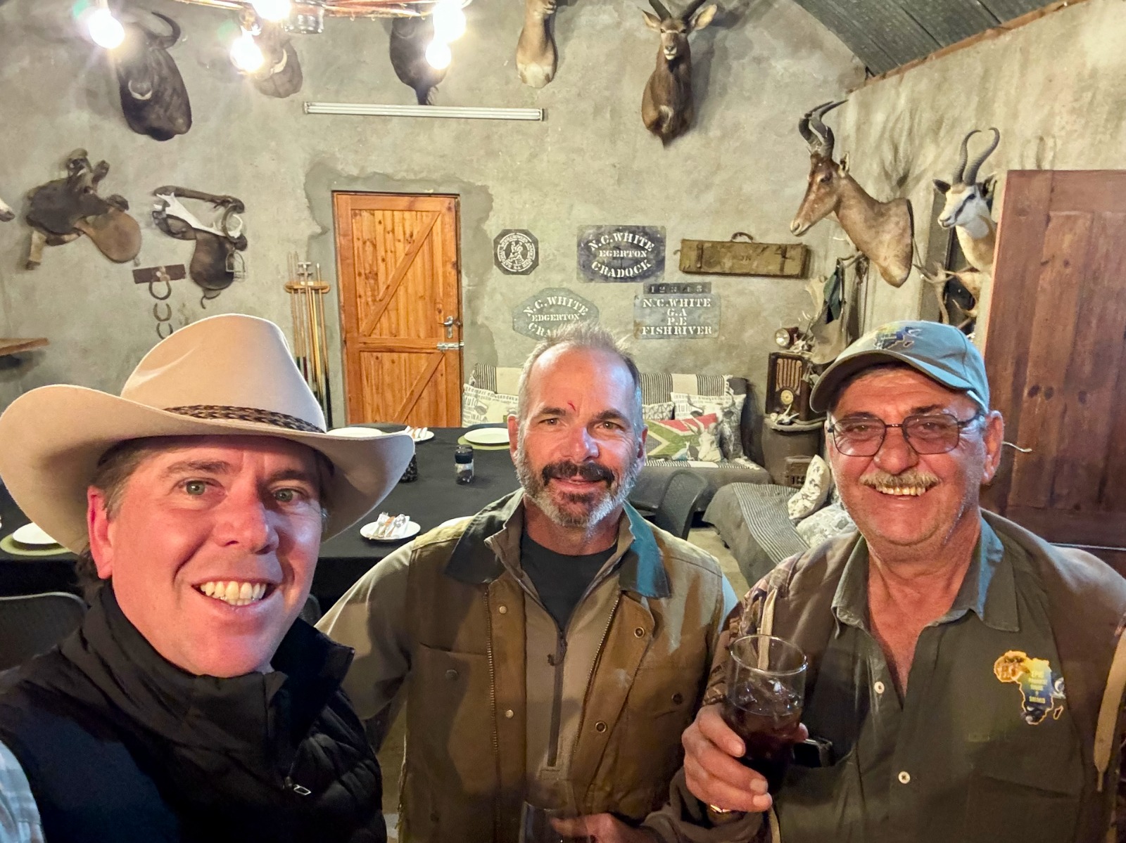 Anthony Schenk with guests at the lodge