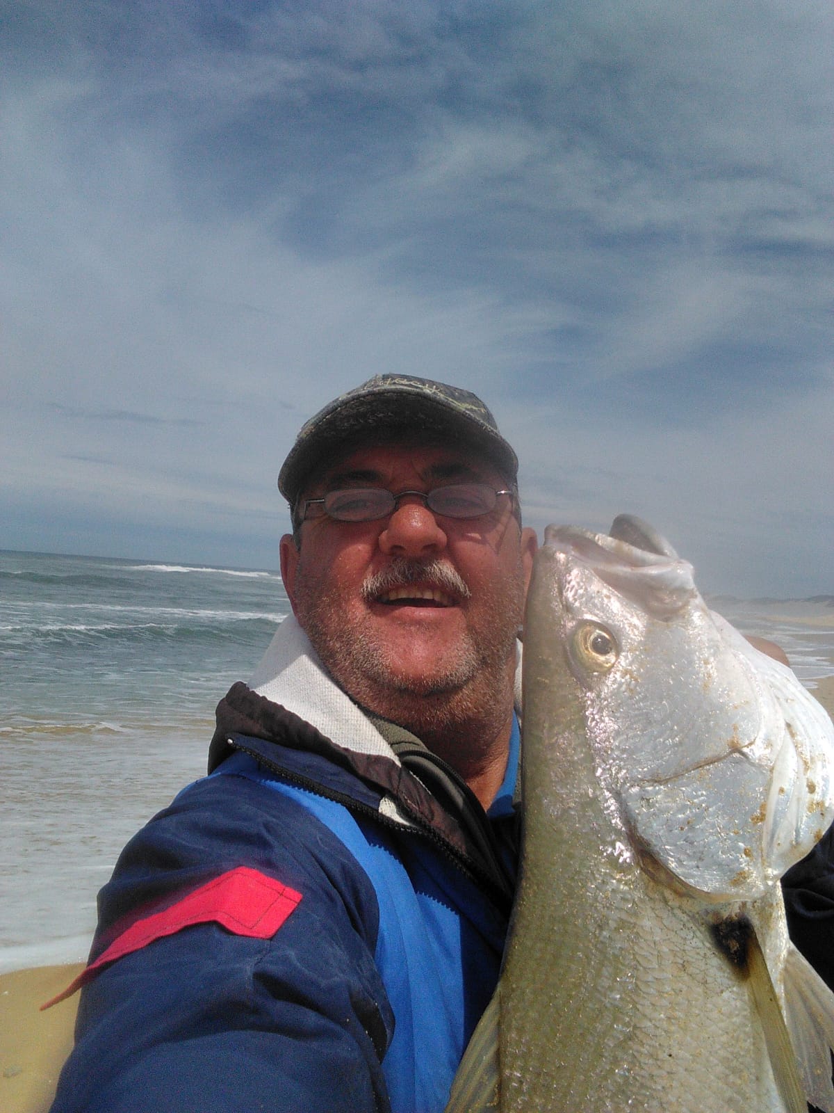 A kob caught surf fishing from a South African beach